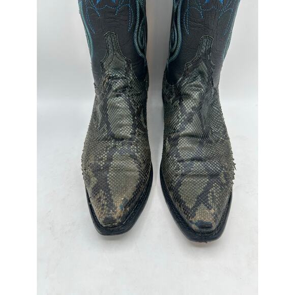 Lucchese 1883 Women's Western Cowboy Boots black & Blue Python Leather 7 - Picture 11 of 16